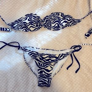 Zebra print bandeau string tie bikini
